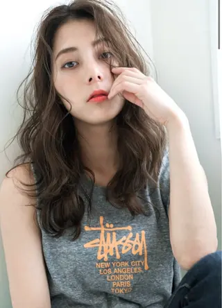 セミロング カラー パーマ ✂︎美容室✂︎ hiroマンツーマンのヘアスタイル