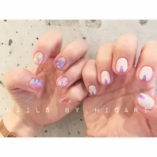 ショート カラー ネイル マツエク・マツパ illum hicariのネイルデザイン