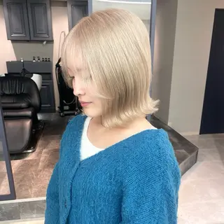 ミディアム カラー メンズパーマ🔵 ブリーチ✨原田慎也のヘアスタイル
