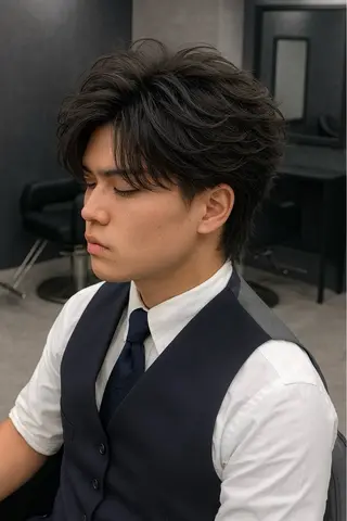 ミディアム パーマ ヘアアレンジ メンズ 🔥ニュアンス フェザー小林海斗🔥のヘアスタイル