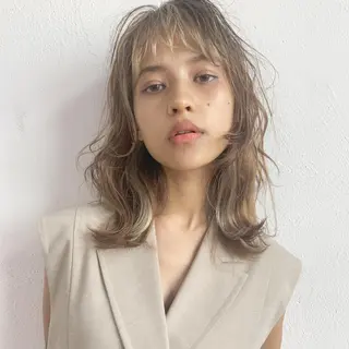 ミディアム カラー ヘアアレンジ 北間 寛哉のヘアスタイル