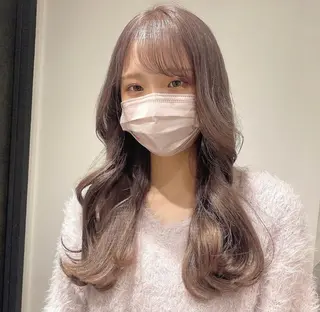 ロング カラー パーマ ヘアアレンジ 新宿⌇韓国風ヘア ⌇透明感カラーのヘアスタイル