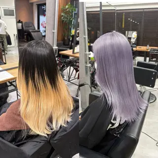 セミロング カラー ENA💗NEXT /ハイトーンエクステのヘアスタイル