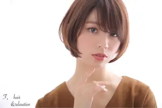 ショート カラー F． 梅田/ボブ/パーマのヘアスタイル