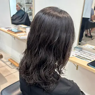 ミディアム ✨縮毛矯正/ ツヤ感カラー/うみ✨のヘアスタイル