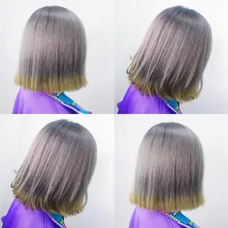 ミディアム カラー ヘアアレンジ TAKUMAブリーチ /切りっぱなし🪽のヘアスタイル