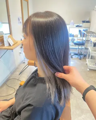 ミディアム 酸性ストレート/ブリ ーチなしWカラー河本のヘアスタイル