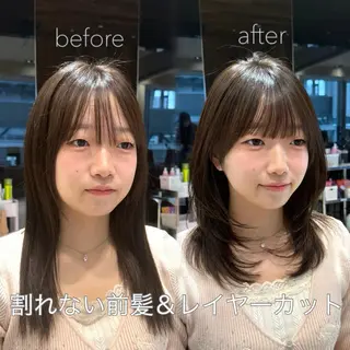 ミディアム レイヤー/顔周り カット/松岡 祥利のヘアスタイル