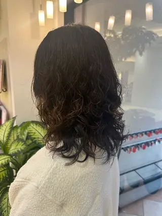 ミディアム パーマ 小顔レイヤー💗 木村実樹のヘアスタイル