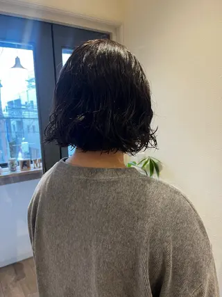 ミディアム カラー パーマ 上品な暖色/丸みボブ Chie🪷のヘアスタイル