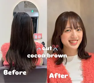 ミディアム 韓国レイヤー 🎀ダブルカラーのヘアスタイル