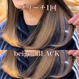 ミディアム カラー ブリーチなしダブル カラー縮毛矯正 下野のヘアスタイル