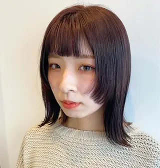 ミディアム カラー レイヤー・ハッシュ ・ウルフカット/川崎のヘアスタイル