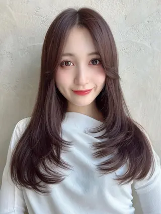 セミロング カラー パーマ 新宿✨顔周りカット 韓国ヘア/坂本亜裟海のヘアスタイル