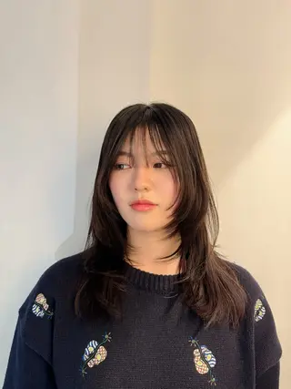 セミロング 暖色カラー Ryokaのヘアスタイル
