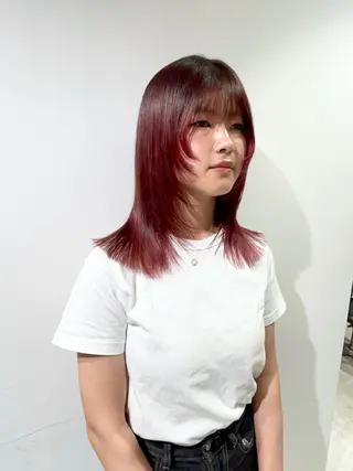 ミディアム カラー スキバサミを使わない カット🌼唯🌼のヘアスタイル