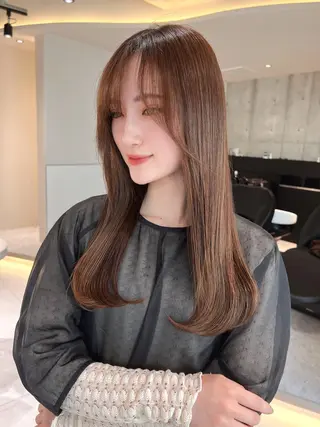 ロング 福岡縮毛矯正✨️ ストレート 向井和輝のヘアスタイル