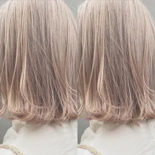 ミディアム カラー ハイトーン/ ボブ 中村麟のヘアスタイル