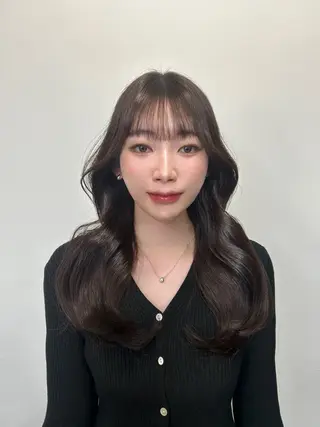 セミロング カラー 心斎橋l大人韓国ヘア レイヤー×艶カラーのヘアスタイル