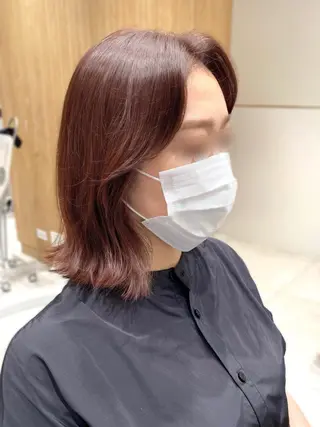 ミディアム カラー パーマ ヘアアレンジ 小野寺瑞希 /最小顔カットのヘアスタイル