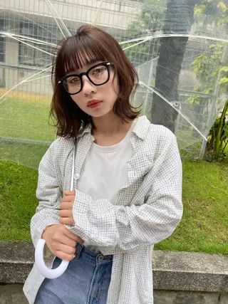 ミディアム カラー Pia ツボイ ケイタのヘアスタイル