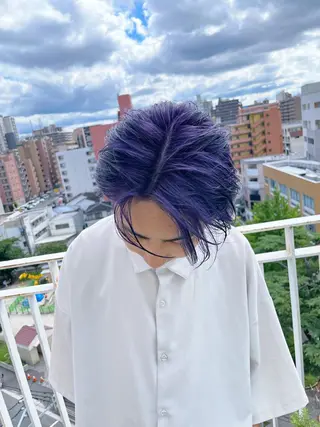 カラー メンズ Lull1人美容室 バレイヤージュのヘアスタイル