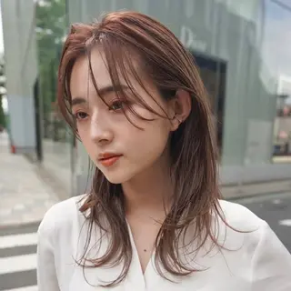 ロング カラー センターパート/ 暖色カラーayuのヘアスタイル