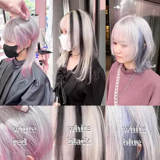 セミロング カラー ❄️💛エクステ ブリーチ❄️yukiのヘアスタイル