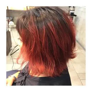 カラー ウルフレイヤー 縮毛矯正/ヒロシのヘアスタイル