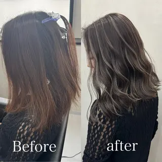ミディアム カラー ハイライト／髪質改善 裕樹のヘアスタイル