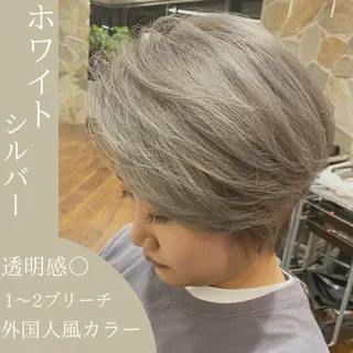 ショート カラー レイヤー/グレージュ メンズパーマのヘアスタイル