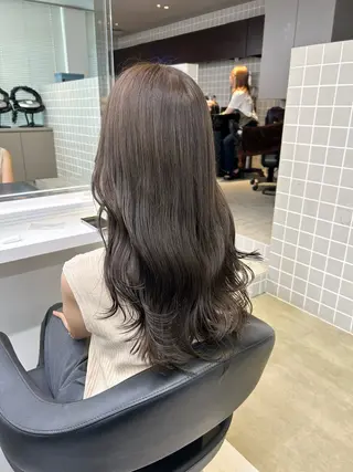 セミロング カラー パーマ ヘアアレンジ メンズ キッズ 🦋韓国レイヤー｜ 透明感グレージュ🦋のヘアスタイル