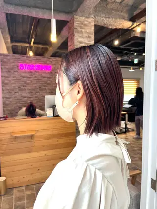 ミディアム カラー ヘアカラー&縮毛矯正 STAR☆RIVERのヘアスタイル