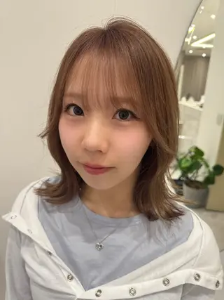 ミディアム カラー 透明感カラー ボブ ミディアム 齊木勇人のヘアスタイル