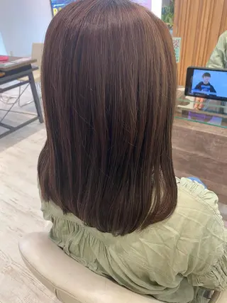 ミディアム カラー 小顔レイヤー/ ベージュ🤍Rieのヘアスタイル