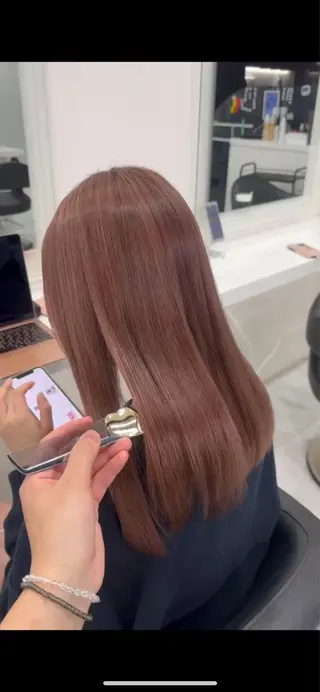 セミロング ブリーチなし✦.* 暖色カラー🎀セナのヘアスタイル