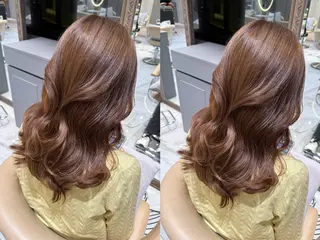 カラー ゆらんちょ/ブリーチ 無w/縮毛矯正/暖色のヘアスタイル