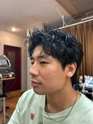 ショート パーマ ルキ🌈ブリーチカラ ー&メンズパーマ🦄のヘアスタイル