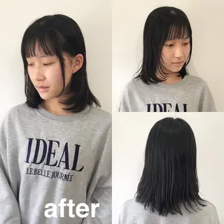 ミディアム ツノガイ エリのヘアスタイル