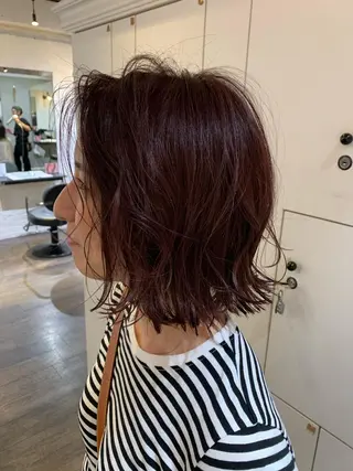 ミディアム カラー パーマ 安村 美奈のヘアスタイル