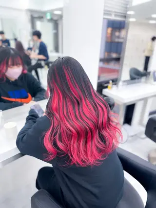セミロング カラー ウルフ&レイヤー特化 まとまる美髪矯正のヘアスタイル