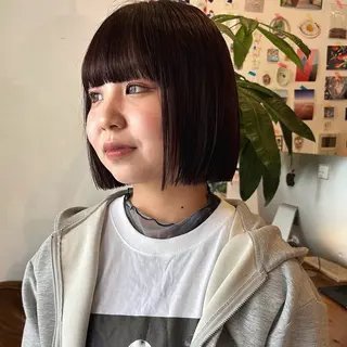 ミディアム カラー パーマ ヘアアレンジ メンズ キッズ デザインパーマ メンズカット 郁美のヘアスタイル