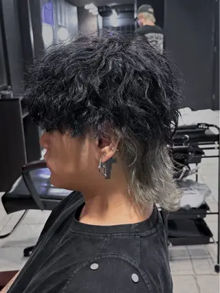 ミディアム カラー パーマ メンズ 【フェザーパーマ】 【縮毛矯正】鶴田文のヘアスタイル