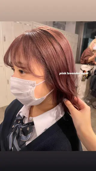 ミディアム カラー パーマ ヘアアレンジ メンズ キッズ ネイル マツエク・マツパ 透明感カラー・レイヤ ー🎀amika🎀のヘアスタイル