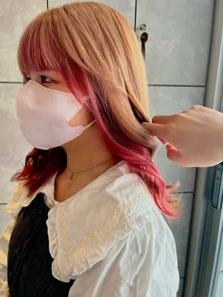 セミロング カラー ヘアアレンジ 🌈インナーカラー ‘ショウマ’🌈のヘアスタイル