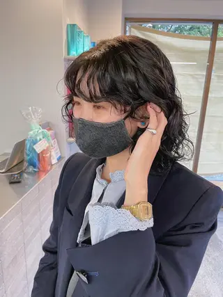 ミディアム パーマ 髪質改善×美髪矯正 艶髪カラー　阪口のヘアスタイル