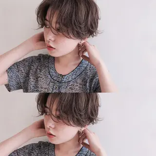 ショート カラー パーマ ヘアアレンジ 松田 亮葉のヘアスタイル