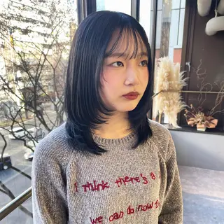 ミディアム Mimi🎀ブリーチ なし透明感 Ｗカラーのヘアスタイル