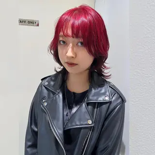 ミディアム カラー ウルフカット ハッシュカット/七海のヘアスタイル