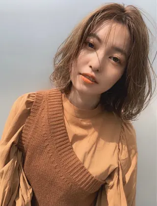 ミディアム カラー パーマ kith.所属・ケアカラー×髪質改善 🌙OKUBO🌙のヘアスタイル